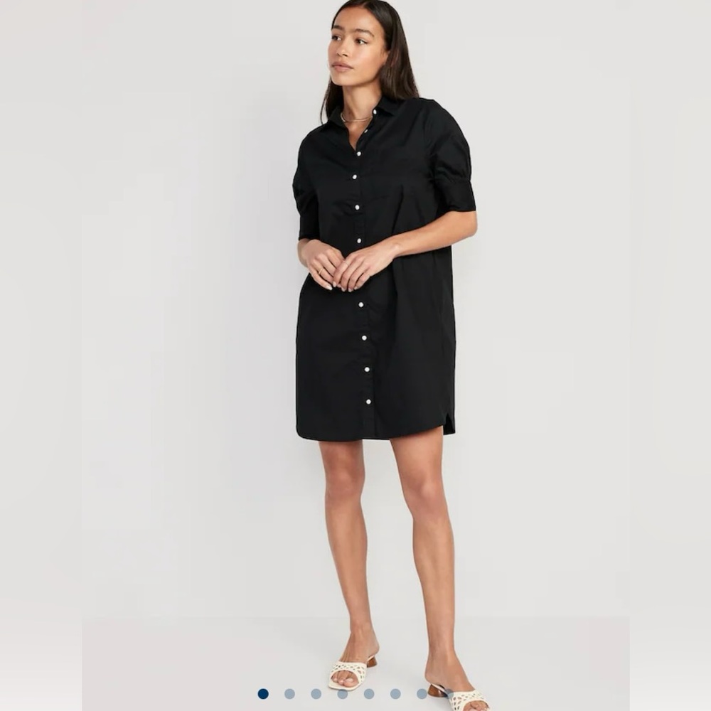 Old Navy Short Sleeve Shirt Dress in black, size M - Picture 7 of 8